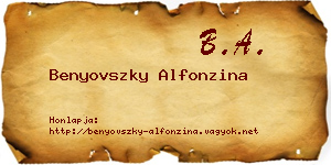 Benyovszky Alfonzina névjegykártya